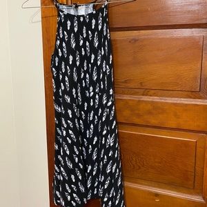 Black dress with feather pattern